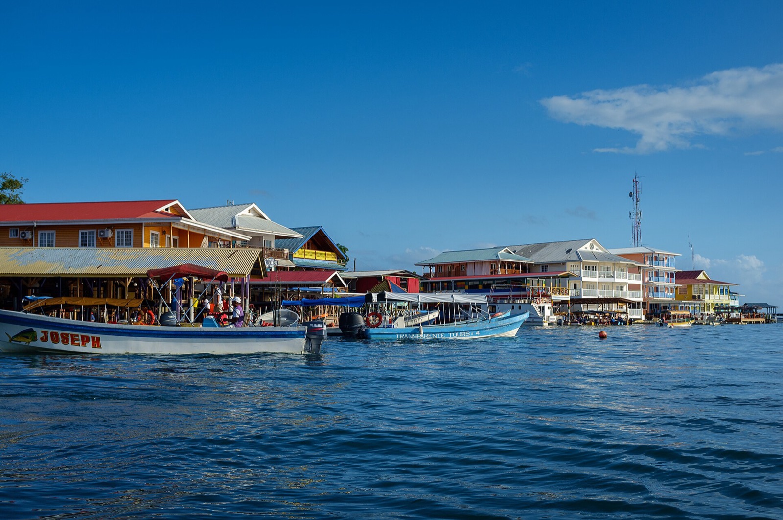Water taxis in Bocas del Toro, Panama