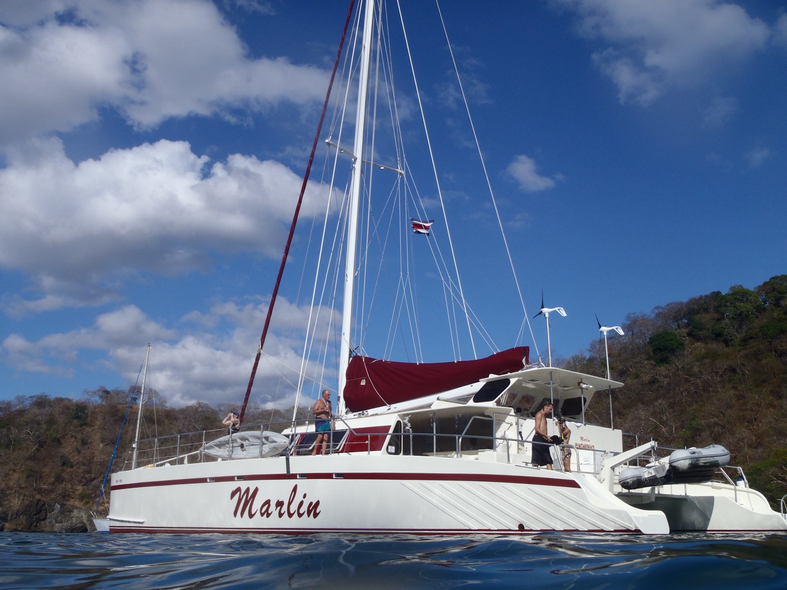 A sailing catamaran at anchor off Playas del Coco, Guanacaste