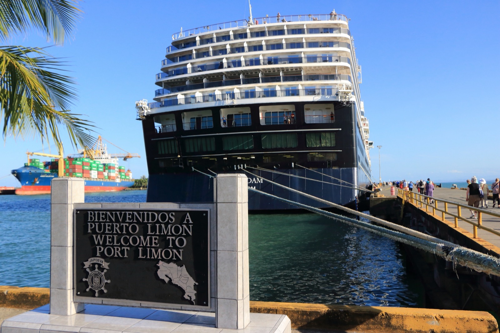A cruise ship at the pier in Puerto Limón